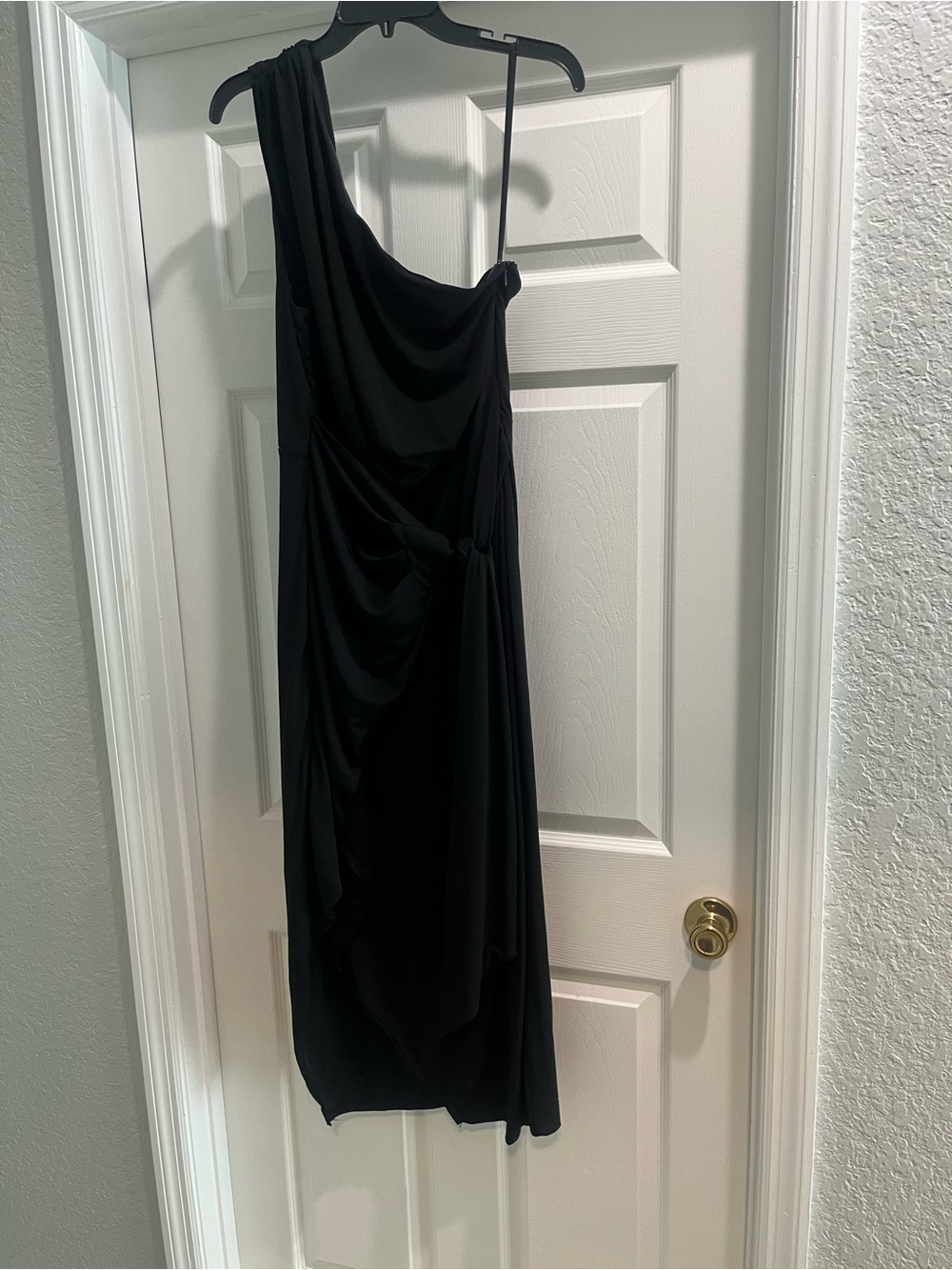 Boston Proper Black One-Shoulder Draped Cocktail Dress
